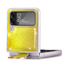 For Samsung Galaxy Z Flip4 Laser Skin Color Changing PC Phone Case with Ring(Gold)