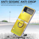 For Samsung Galaxy Z Flip4 Laser Skin Color Changing PC Phone Case with Ring(Gold)