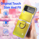 For Samsung Galaxy Z Flip4 Laser Skin Color Changing PC Phone Case with Ring(Gold)