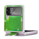 For Samsung Galaxy Z Flip4 Laser Skin Color Changing PC Phone Case with Ring(Green)