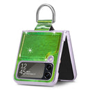 For Samsung Galaxy Z Flip4 Laser Skin Color Changing PC Phone Case with Ring(Green)