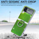 For Samsung Galaxy Z Flip4 Laser Skin Color Changing PC Phone Case with Ring(Green)