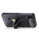 For Samsung Galaxy Z Flip4 Genuine Leather Litchi Pattern Phone Case with Wrist(Black)