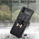 For Samsung Galaxy Z Flip4 Genuine Leather Litchi Pattern Phone Case with Wrist(Black)