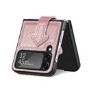 For Samsung Galaxy Z Flip4 Genuine Leather Litchi Pattern Phone Case with Wrist(Pink)