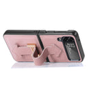For Samsung Galaxy Z Flip4 Genuine Leather Litchi Pattern Phone Case with Wrist(Pink)