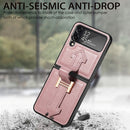 For Samsung Galaxy Z Flip4 Genuine Leather Litchi Pattern Phone Case with Wrist(Pink)