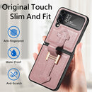 For Samsung Galaxy Z Flip4 Genuine Leather Litchi Pattern Phone Case with Wrist(Pink)