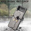 For Samsung Galaxy Z Flip4 Genuine Leather Litchi Pattern Phone Case with Wrist(Grey)