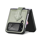 For Samsung Galaxy Z Flip4 Genuine Leather Litchi Pattern Phone Case with Wrist(Green)