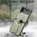 For Samsung Galaxy Z Flip4 Genuine Leather Litchi Pattern Phone Case with Wrist(Green)