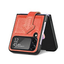 For Samsung Galaxy Z Flip4 Genuine Leather Litchi Pattern Phone Case with Wrist(Orange)