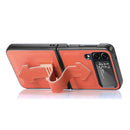 For Samsung Galaxy Z Flip4 Genuine Leather Litchi Pattern Phone Case with Wrist(Orange)