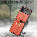 For Samsung Galaxy Z Flip4 Genuine Leather Litchi Pattern Phone Case with Wrist(Orange)