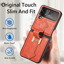For Samsung Galaxy Z Flip4 Genuine Leather Litchi Pattern Phone Case with Wrist(Orange)