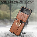 For Samsung Galaxy Z Flip4 Genuine Leather Litchi Pattern Phone Case with Wrist(Brown)