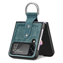 For Samsung Galaxy Z Flip4 Netted Embossing Ring Folding Phone Case (Green)