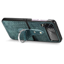 For Samsung Galaxy Z Flip4 Netted Embossing Ring Folding Phone Case (Green)
