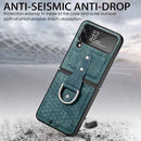For Samsung Galaxy Z Flip4 Netted Embossing Ring Folding Phone Case (Green)