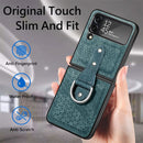 For Samsung Galaxy Z Flip4 Netted Embossing Ring Folding Phone Case (Green)