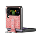 For Samsung Galaxy Z Flip4 Netted Embossing Ring Folding Phone Case (Pink)