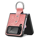 For Samsung Galaxy Z Flip4 Netted Embossing Ring Folding Phone Case (Pink)