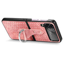 For Samsung Galaxy Z Flip4 Netted Embossing Ring Folding Phone Case (Pink)