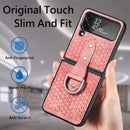 For Samsung Galaxy Z Flip4 Netted Embossing Ring Folding Phone Case (Pink)