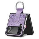 For Samsung Galaxy Z Flip4 Netted Embossing Ring Folding Phone Case (Purple)