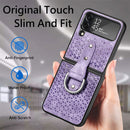 For Samsung Galaxy Z Flip4 Netted Embossing Ring Folding Phone Case (Purple)