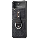 For Samsung Galaxy Z Flip4 Netted Embossing Ring Folding Phone Case (Black)