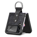 For Samsung Galaxy Z Flip4 Netted Embossing Ring Folding Phone Case (Black)