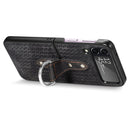 For Samsung Galaxy Z Flip4 Netted Embossing Ring Folding Phone Case (Black)