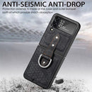 For Samsung Galaxy Z Flip4 Netted Embossing Ring Folding Phone Case (Black)