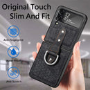 For Samsung Galaxy Z Flip4 Netted Embossing Ring Folding Phone Case (Black)