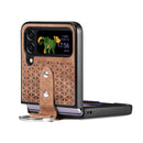 For Samsung Galaxy Z Flip4 Netted Embossing Ring Folding Phone Case (Brown)