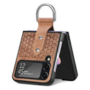 For Samsung Galaxy Z Flip4 Netted Embossing Ring Folding Phone Case (Brown)