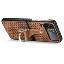 For Samsung Galaxy Z Flip4 Netted Embossing Ring Folding Phone Case (Brown)