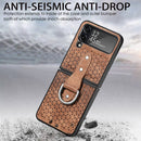 For Samsung Galaxy Z Flip4 Netted Embossing Ring Folding Phone Case (Brown)