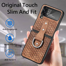 For Samsung Galaxy Z Flip4 Netted Embossing Ring Folding Phone Case (Brown)