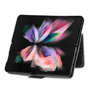 For Samsung Galaxy Z Fold4 5G Litchi Pattern Folding Phone Case with Pen & Card Slots (Black)