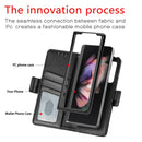 For Samsung Galaxy Z Fold4 5G Litchi Pattern Folding Phone Case with Pen & Card Slots (Black)