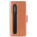 For Samsung Galaxy Z Fold4 5G Litchi Pattern Folding Phone Case with Pen & Card Slots (Brown)