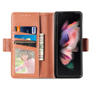For Samsung Galaxy Z Fold4 5G Litchi Pattern Folding Phone Case with Pen & Card Slots (Brown)