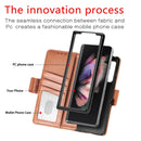 For Samsung Galaxy Z Fold4 5G Litchi Pattern Folding Phone Case with Pen & Card Slots (Brown)