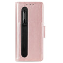 For Samsung Galaxy Z Fold4 5G Litchi Pattern Folding Phone Case with Pen & Card Slots (Rose Gold)
