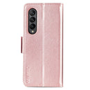 For Samsung Galaxy Z Fold4 5G Litchi Pattern Folding Phone Case with Pen & Card Slots (Rose Gold)