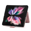 For Samsung Galaxy Z Fold4 5G Litchi Pattern Folding Phone Case with Pen & Card Slots (Rose Gold)