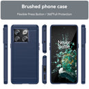 For OnePlus 10T Brushed Texture Carbon Fiber TPU Phone Case (Blue)