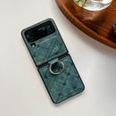 For Samsung Galaxy Z Flip4 Care Bear Pattern TPU + Leather Protective Phone Case with Ring(Green)